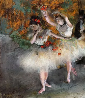 Two Dancers Entering the Stage by Edgar Degas - Oil Painting Reproduction