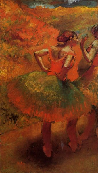 Main Product Photo of Two Dancers in Green Skirts, Landscape Scenery Painting by Edgar Degas