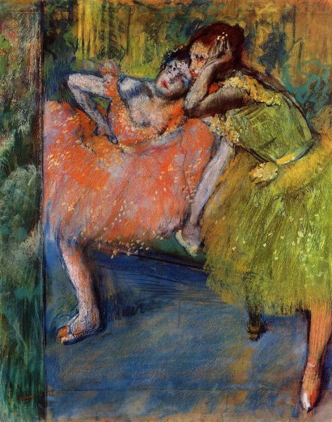 Main Product Photo of Two Dancers in the Studio Painting by Edgar Degas