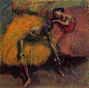 Two Dancers in Yellow and Pink by Edgar Degas Oil Painting