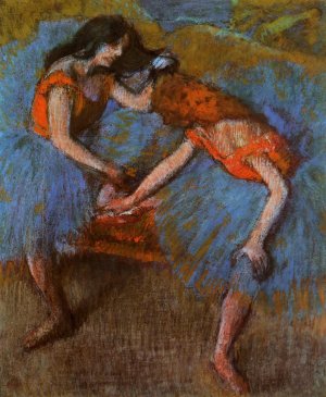Two Dancers with Yellow Corsages by Edgar Degas Oil Painting