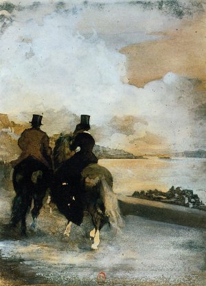 Two Riders by a Lake by Edgar Degas Oil Painting