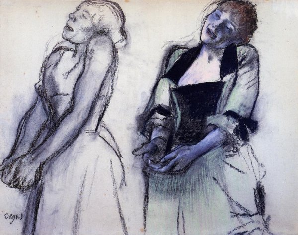 Main Product Photo of Two Studies for 'Music Hall Singers' Painting by Edgar Degas