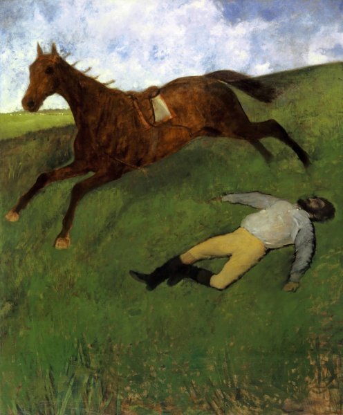 Verletzter Jockey Injured Jockey  by Edgar Degas - Hand-Painted Oil Painting Reproduction