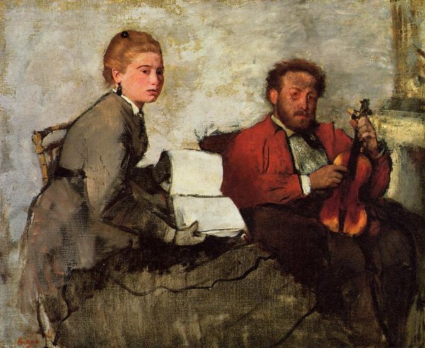 Main Product Photo of Violinist and Young Woman Painting by Edgar Degas