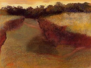 Wheatfield and Line of Trees by Edgar Degas Oil Painting