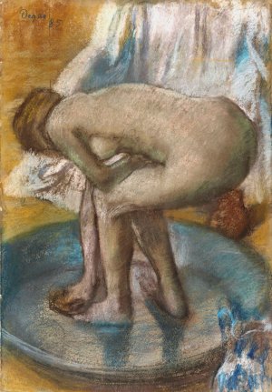 Woman Bathing in a Shallow Tub by Edgar Degas Oil Painting