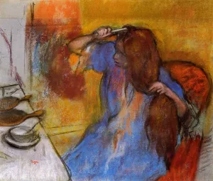 Woman Brushing Her Hair by Edgar Degas - Oil Painting Reproduction