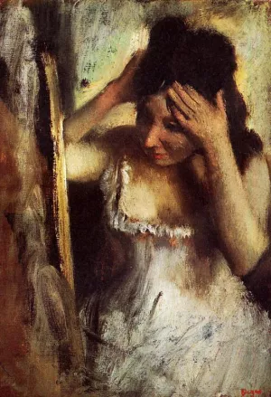 Woman Combing Her Hair Before a Mirror by Edgar Degas Oil Painting