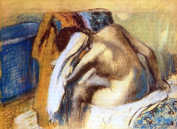 Woman Drying Her Hair by Edgar Degas - Hand-Painted Oil Painting Reproduction