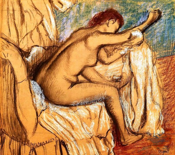 Woman Drying Herself 5 by Edgar Degas - Hand-Painted Oil Painting Reproduction