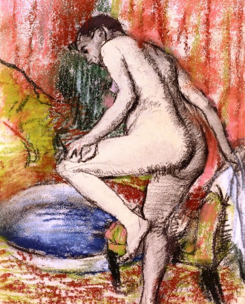 Woman Drying Herself after Bathing by Edgar Degas - Hand-Painted Oil Painting Reproduction