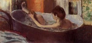 Woman in a Bath Sponging Her Leg Oil painting by Edgar Degas