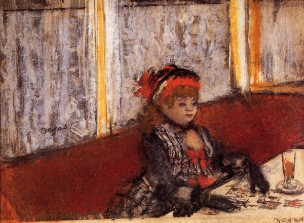 Woman in a Cafe by Edgar Degas - Hand-Painted Oil Painting Reproduction