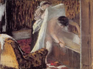 Woman Leaving Her Bath by Edgar Degas - Oil Painting Reproduction