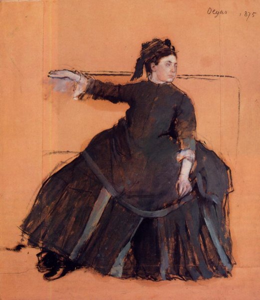 Woman on a Sofa by Edgar Degas - Hand-Painted Oil Painting Reproduction