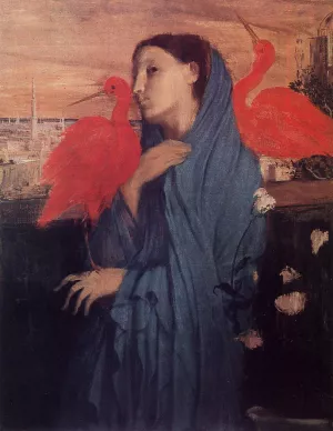 Woman on a Terrace also known as Young Woman and Ibis by Edgar Degas Oil Painting