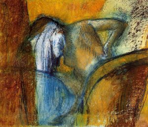 Woman Seen from Behind, Drying Hair Oil painting by Edgar Degas