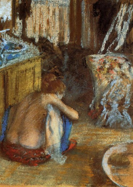 Woman Squatting by Edgar Degas - Hand-Painted Oil Painting Reproduction