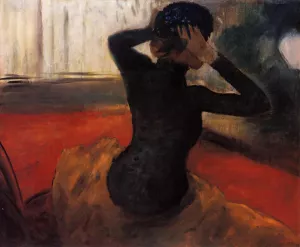 Woman Trying on a Hat by Edgar Degas - Oil Painting Reproduction