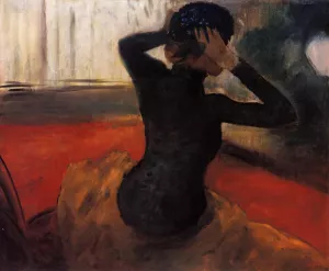 Woman Trying on a Hat Oil painting by Edgar Degas