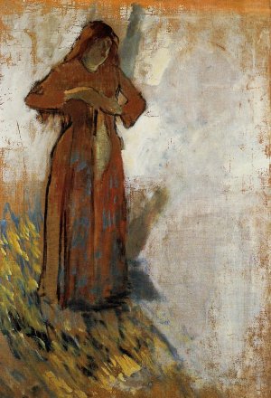 Woman with Loose Red Hair by Edgar Degas Oil Painting