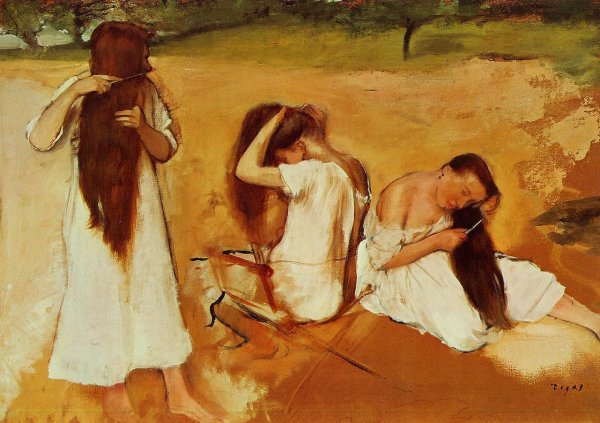 Women Combing Their Hair by Edgar Degas - Hand-Painted Oil Painting Reproduction