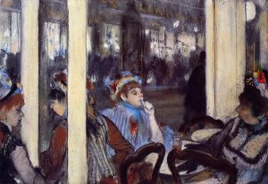 Women on a Cafe Terrace in the Evening by Edgar Degas Oil Painting