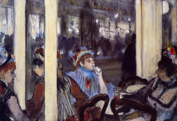 Women on a Cafe Terrace in the Evening by Edgar Degas - Hand-Painted Oil Painting Reproduction