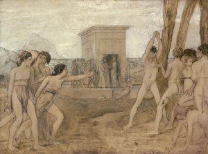 Young Spartan Girls Challenging Boys by Edgar Degas Oil Painting