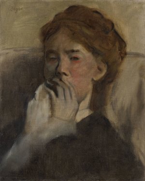 Young Woman with Her Hand over Her Mouth by Edgar Degas Oil Painting