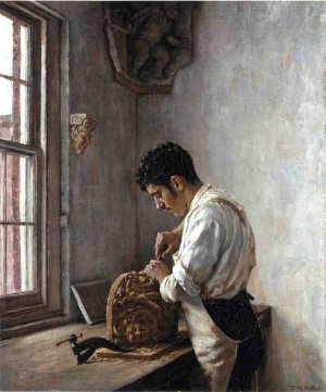 The Wood Carver by Edgar Melville Ward Oil Painting