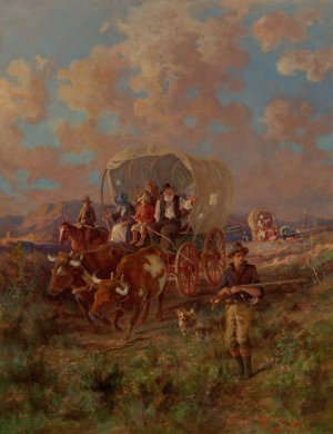 Covered Wagon by Edgar Samuel Paxson Oil Painting