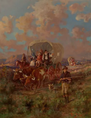 Covered Wagon by Edgar Samuel Paxson Oil Painting