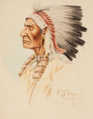 Indian Portrait by Edgar Samuel Paxson Oil Painting