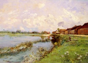 Paysage De Riviere by Edmond Charles Joseph Yon Oil Painting