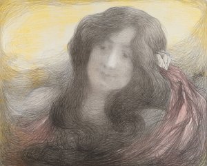 Girl with Long Hair by Edmond Francois Aman-Jean Oil Painting