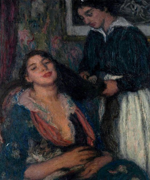 Main Product Photo of La coiffure  Painting by Edmond Francois Aman-Jean