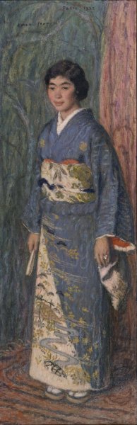 Main Product Photo of Portrait of a Japanese Woman  Painting by Edmond Francois Aman-Jean