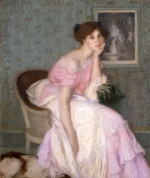 Portrait of Miss Ella Carmichael by Edmond Francois Aman-Jean Oil Painting