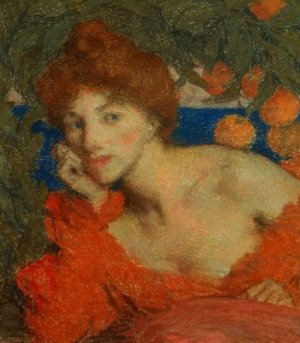 Sous les Orangers Femme a Amalfi by Edmond Francois Aman-Jean Oil Painting