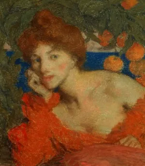 Sous les Orangers Femme a Amalfi by Edmond Francois Aman-Jean - Oil Painting Reproduction