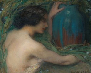 Woman With Eucalyptus by Edmond Francois Aman-Jean Oil Painting
