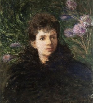Young Woman with Violet Flowers