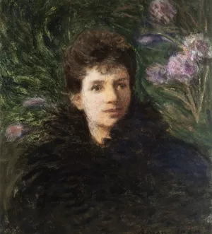 Young Woman with Violet Flowers by Edmond Francois Aman-Jean Oil Painting