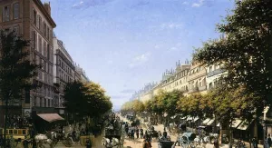 The Boulevad des Italiens, Paris by Edmond-Georges Grandjean Oil Painting