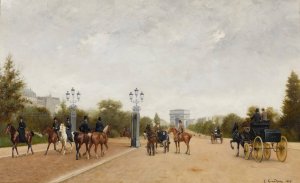 L'avenue du bois de Boulogne by Edmond Grandjean Oil Painting
