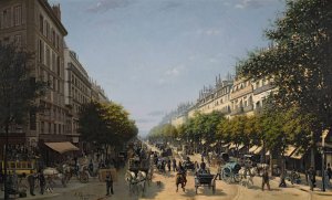 Le boulevard des Italiens by Edmond Grandjean Oil Painting