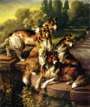 Collie Dogs in Formal Garden painting by Edmund Henry Osthaus