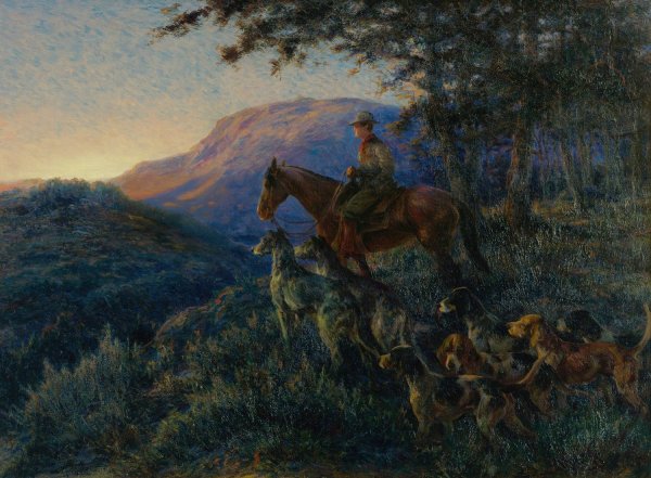 Main Product Photo of Enjoying Sunset After A Long Day's Hunt Painting by Edmund Henry Osthaus